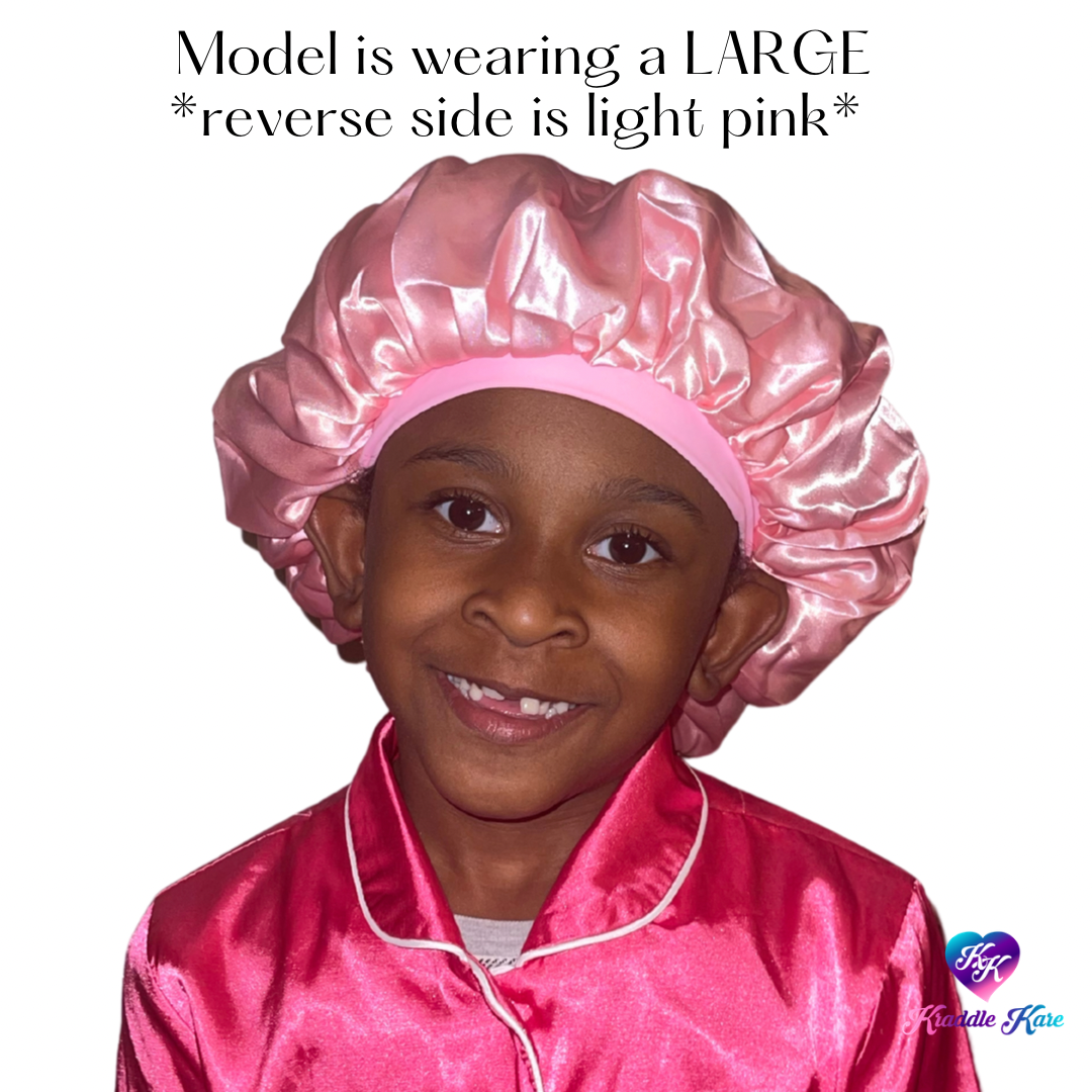 Baby Satin Hair Bonnet Pink Giraffe 
