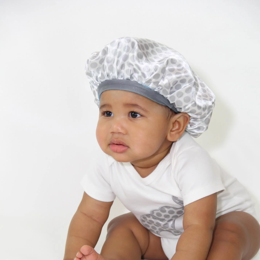 Baby Satin Hair Bonnet Gray Elephant