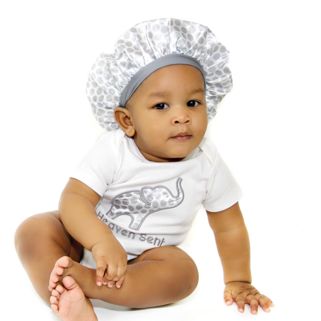 Baby Satin Hair Bonnet Gray Elephant